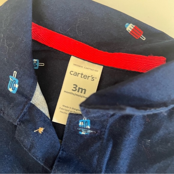 Carter's Romper Popsicles Boys 3M Outfit 4th Of July Summer Collar New - Picture 2 of 3